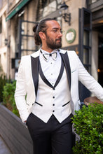 Load image into Gallery viewer, Abboud Slim Fit Satin Collared White Tuxedo
