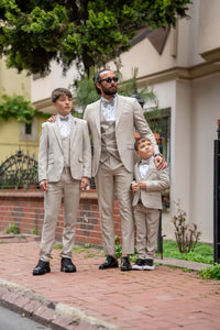 Aboud Slim Fit Kids Beige Suit