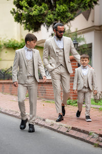 Aboud Slim Fit Kids Beige Suit