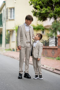 Aboud Slim Fit Kids Beige Suit