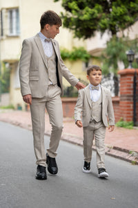 Aboud Slim Fit Kids Beige Suit