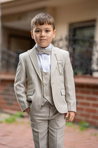 Aboud Slim Fit Kids Beige Suit