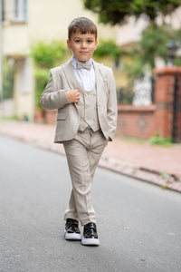 Aboud Slim Fit Kids Beige Suit