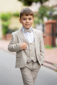 Aboud Slim Fit Kids Beige Suit