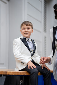 Aboud Slim Fit Kids White Tuxedo