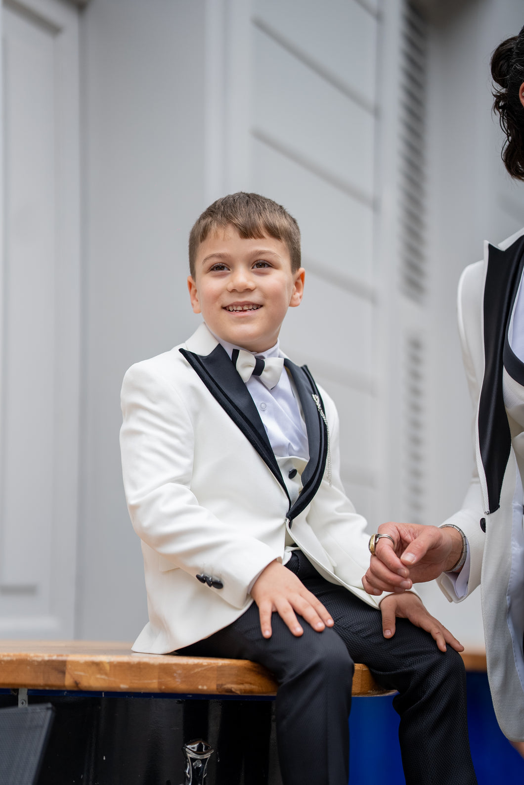 Aboud Slim Fit Kids White Tuxedo