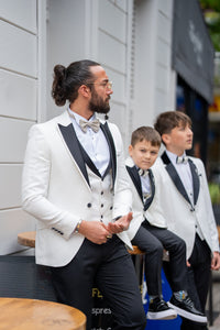 Aboud Slim Fit Kids White Tuxedo