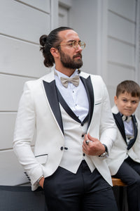 Aboud Slim Fit Kids White Tuxedo