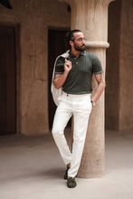 Load image into Gallery viewer, Monarch Self-Patterned Polo Collar Knitwear – Khaki
