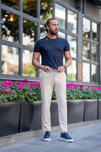 Abboud Slim Fit Basic Navy Crew Neck Tees