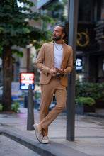 Load image into Gallery viewer, Lance Slim Fit Mono Collared Camel Suit
