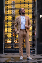 Load image into Gallery viewer, Lance Slim Fit Mono Collared Camel Suit
