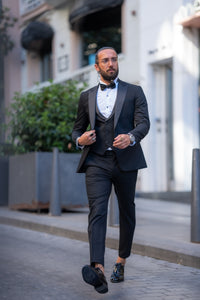 Lance Slim Fit Special Design Black Tuxedo