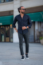 Load image into Gallery viewer, Abboud Slim Fit Black Linen Shirt
