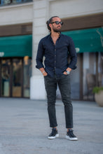 Load image into Gallery viewer, Abboud Slim Fit Black Linen Shirt
