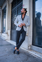 Load image into Gallery viewer, Abboud Slim Fit Mono Collared Light Grey Blazer
