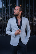 Load image into Gallery viewer, Abboud Slim Fit Mono Collared Light Grey Blazer
