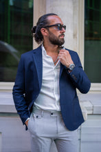 Load image into Gallery viewer, Abboud Slim Fit Mono Collared Navy  Blazer
