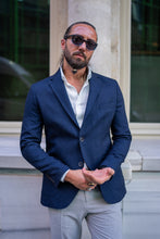 Load image into Gallery viewer, Abboud Slim Fit Mono Collared Navy  Blazer
