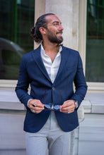 Load image into Gallery viewer, Abboud Slim Fit Mono Collared Navy  Blazer
