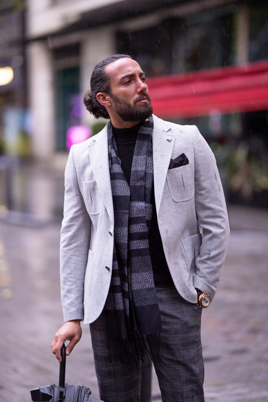 Watt Slim Fit Grey Woolen Blazer