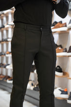 Load image into Gallery viewer, Watt Slim Fit Stripe Black Pants
