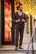 Load image into Gallery viewer, Watt Slim Fit Self-Patterned Brown Suit

