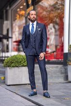 Load image into Gallery viewer, Watt Slim Fit Self-Patterned Navy Blue Suit
