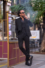 Load image into Gallery viewer, Watt Slim Fit Self-Patterned Black Suit

