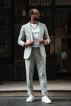 Load image into Gallery viewer, Abboud Slim Fit Grey Suit with Chain Detail
