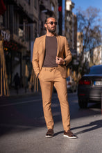 Load image into Gallery viewer, Watt Slim Fit Camel Lycra Suit
