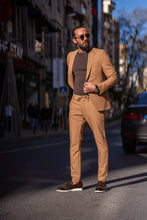 Load image into Gallery viewer, Watt Slim Fit Camel Lycra Suit
