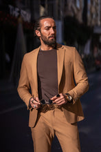 Load image into Gallery viewer, Watt Slim Fit Camel Lycra Suit
