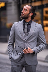 Watt Slim Fit Grey Lycra Suit