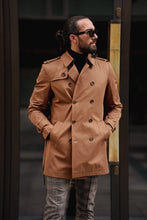 Load image into Gallery viewer, Eden Slim Fit Wide Collared Camel Trench Coat
