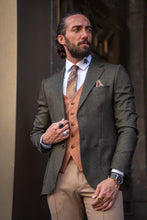 Load image into Gallery viewer, Eden Slim Fit Combination Khaki Suit
