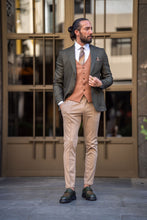 Load image into Gallery viewer, Eden Slim Fit Combination Khaki Suit
