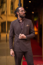 Load image into Gallery viewer, Eden Slim Fit Custom Design Wide Collared Brown Suit

