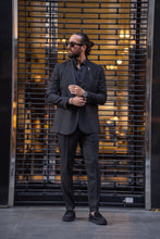 Load image into Gallery viewer, Eden Slim Fit Custom Design Wide Collared Black Suit
