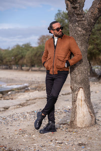 Eden Slim Fit Nubuck Camel Coat