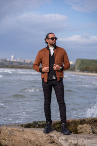 Eden Slim Fit Nubuck Camel Coat