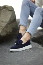 Load image into Gallery viewer, Stanley Eva Sole Navy Tasseled Suede Shoes
