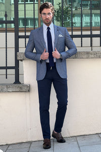 Simon Sim Fit Navy Linen Blazer Only