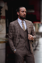 Load image into Gallery viewer, Craig Slim Fit Brown Plaid Detailed Suit
