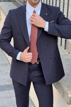 Load image into Gallery viewer, Simon Sim Fit Double Breasted Navy Blue Woolen Suit
