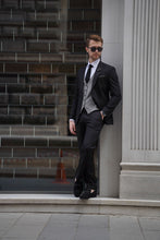 Load image into Gallery viewer, Simon Slim Fit Wool Combination Black &amp; Gray Suit

