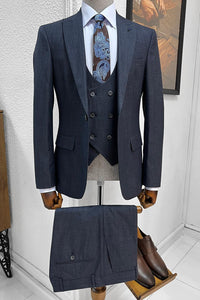 Simon Slim Fit High Quality Navy Woolen Suit