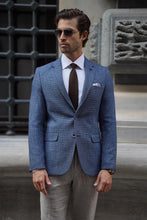 Load image into Gallery viewer, Simon Slim Fit High Quality Mono Collared Knitted Blue Blazer
