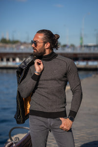 Craig Slim Fit Black Turtleneck Sweater