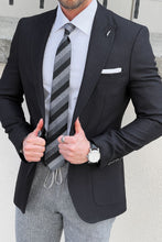 Load image into Gallery viewer, Simon Sim Fit Self Patterned Black Blazer Only
